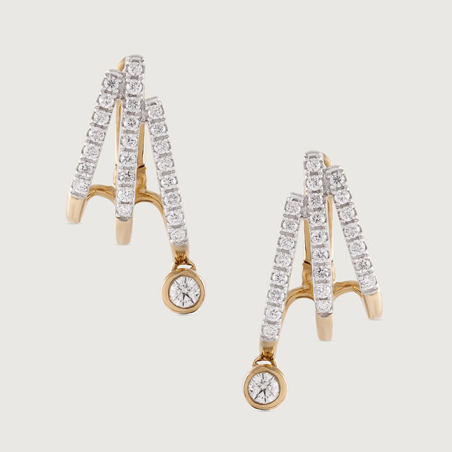 Layered Luxe Gold & Diamond Hoop Earrings,,hi-res image number null