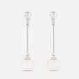 Swaying Pearl Silver Drop Earrings,,hi-res view 3