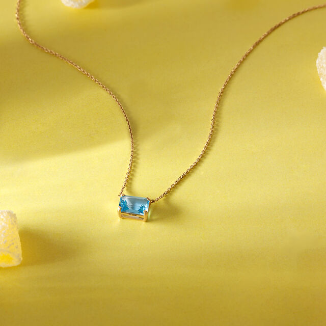 Refined Geometric Blue Topaz Gold Necklace,,hi-res image number null