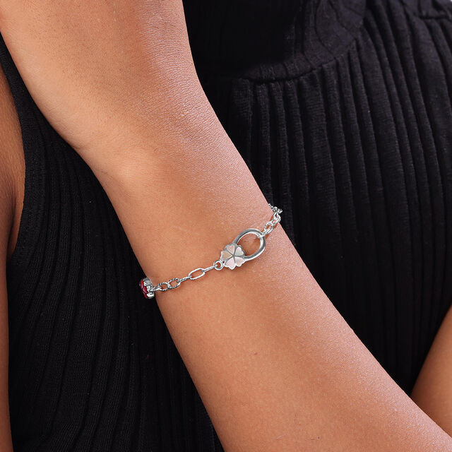 Mother of Pearl Floral Silver Bracelets,,hi-res image number null
