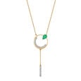 14KT Yellow Gold Rare Emerald and Diamond Split Necklace,,hi-res view 3