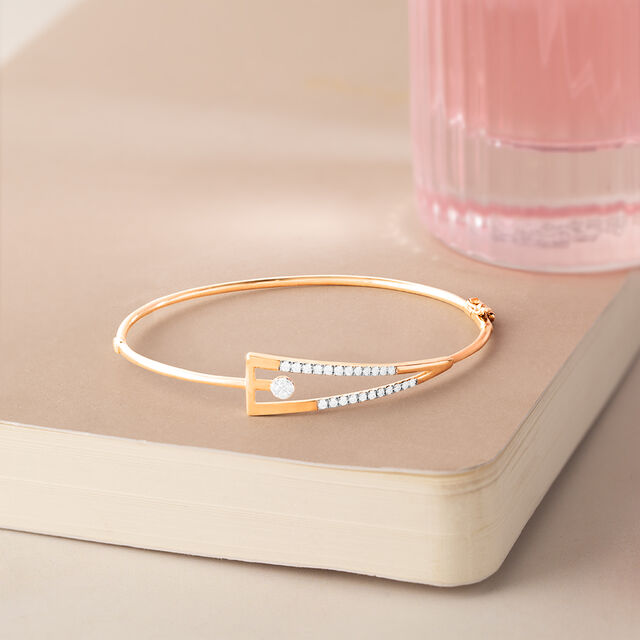 Sculpted Edge Gold & Diamond Bangle,,hi-res image number null