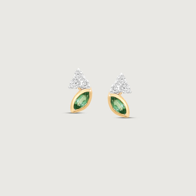 Emerald Glint Diamond Stud Earrings,,hi-res image number null