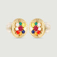 Radiant Navaratna Diamond Stud Earrings,,hi-res view 5
