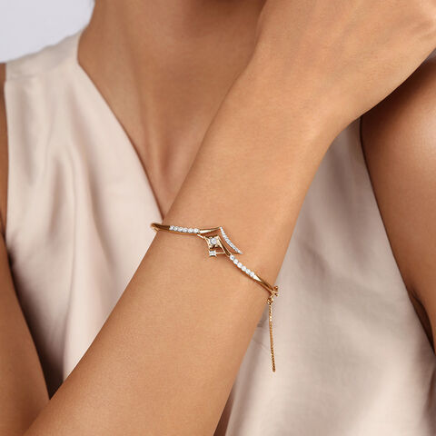 Cosmic Comet Cuff 14KT Diamond Bangle
