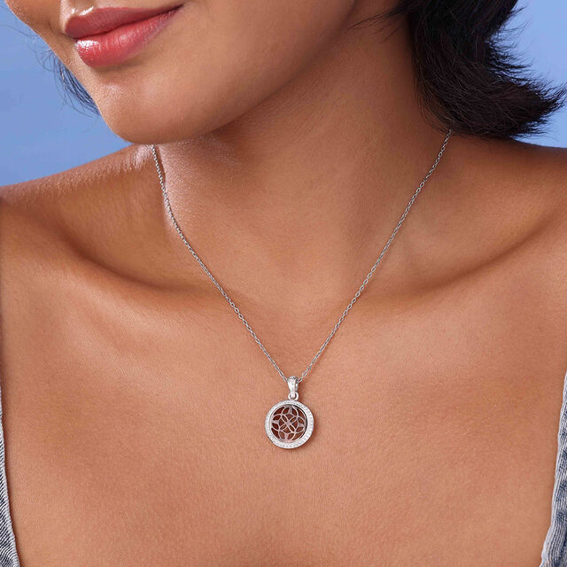 Floral Luminous Silver Pendant,,hi-res image number null