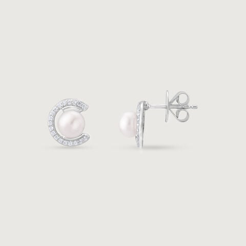Dainty Crescent Silver Stud Earrings