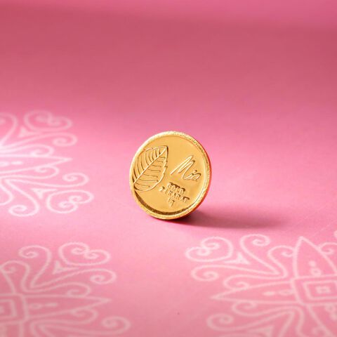 1 GM 24 Karat Tulsi Leaf Gold Coin