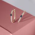 Sleek Sapphire Gold & Diamond Hoop Earrings,,hi-res view 1