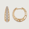 Intricate Glam Gold & Diamond Hoop Earrings,,hi-res view 4