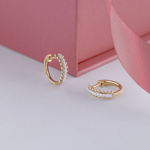 Chic Dazzling Gold & Diamond Hoop Earrings