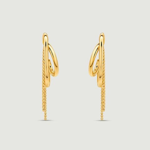 Fluid Cascading Gold Hoop Earrings