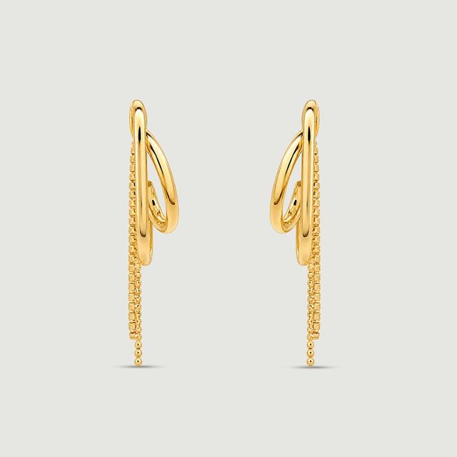 Fluid Cascading Gold Hoop Earrings,,hi-res image number null