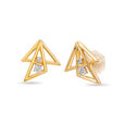 14KT Yellow and White Gold Triangle Dazzle Diamond Stud Earrings,,hi-res view 2