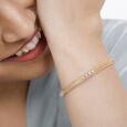 14KT Yellow Gold  Diamond Chevron Bangle,,hi-res view 3