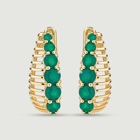 Fresh Graduated Green Onyx Hoop Earrings
