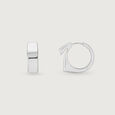 Bold Geometric Silver Hoop Earrings,,hi-res view 4