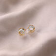 Swirl Elegance 14 Kt Gold & Diamond Stud Earrings,,hi-res view 1