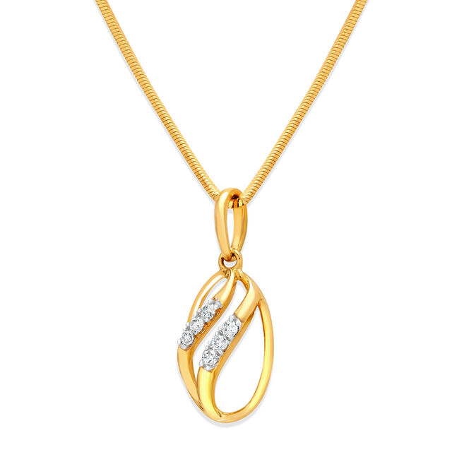 14KT Yellow Gold Graceful Contours Diamond Pendant,,hi-res image number null
