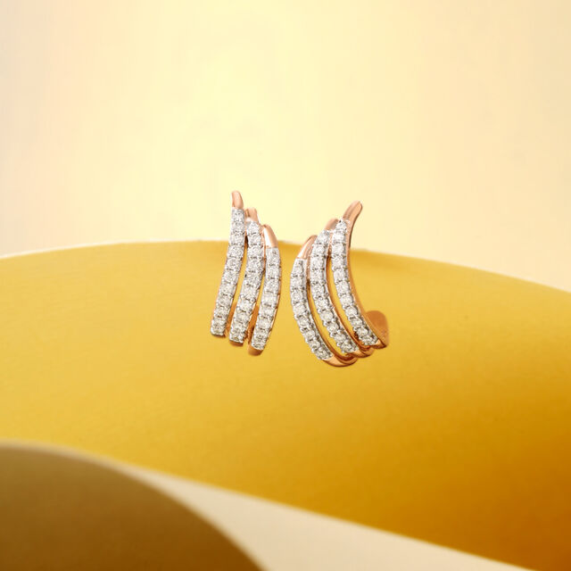 Gleaming Streak Diamond Hoop Earrings,,hi-res image number null