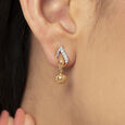 Subtle Glamour Gold & Diamond Drop Earrings,,hi-res view 2