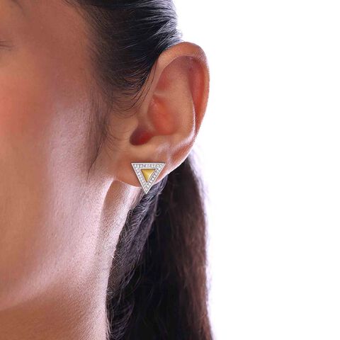 Radiant Triangle Silver Stud Earrings