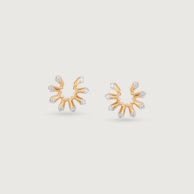 Radiant Sunburst Diamond Stud Earrings,,hi-res image number null
