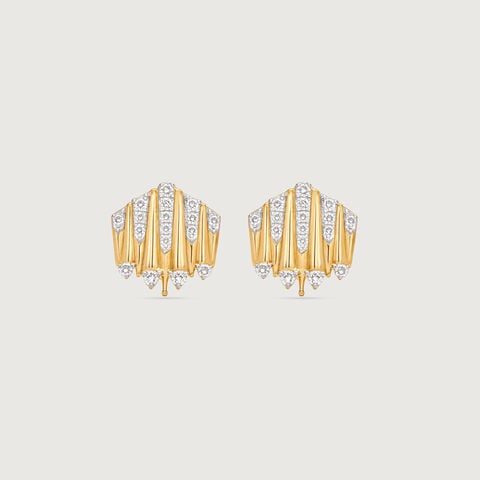 Striking Fanlight Diamond Stud Earrings
