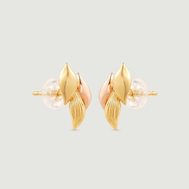 Graceful Textured Gold Stud Earrings,,hi-res image number null