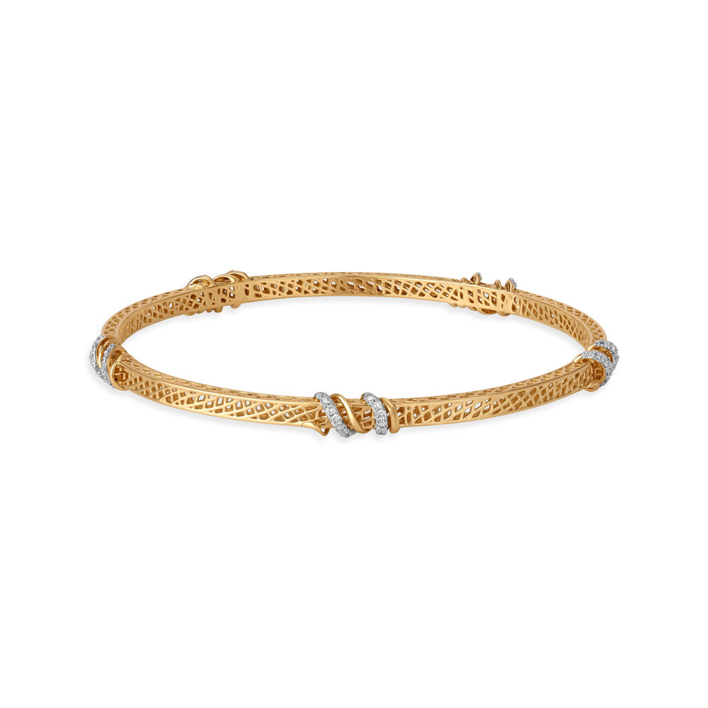 Buy 14KT Stunning Diamond Bangle with Gold Jaali patterns Online Mia by Tanishq