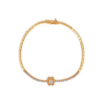 14 KT Yellow Gold Delightful Floral Diamond Bracelet