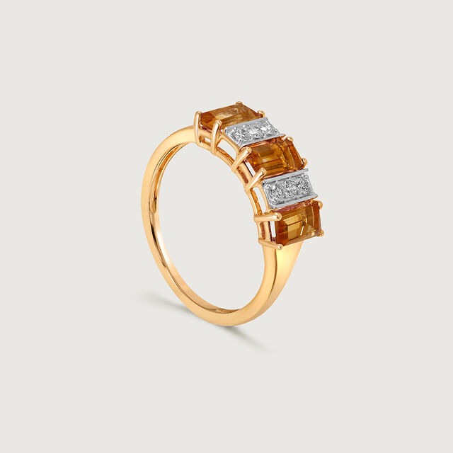 Amber Aura 14KT Diamond & Citrine Finger Ring,,hi-res image number null