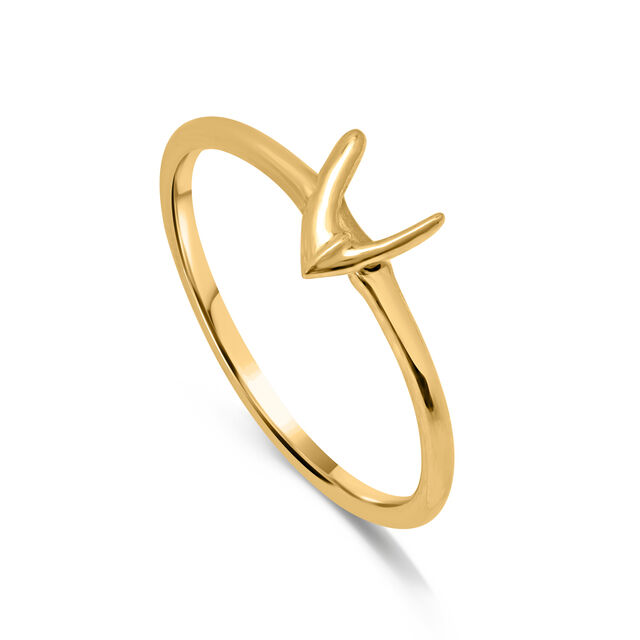 Letter V 14KT Yellow Gold Initial Ring,,hi-res view 4