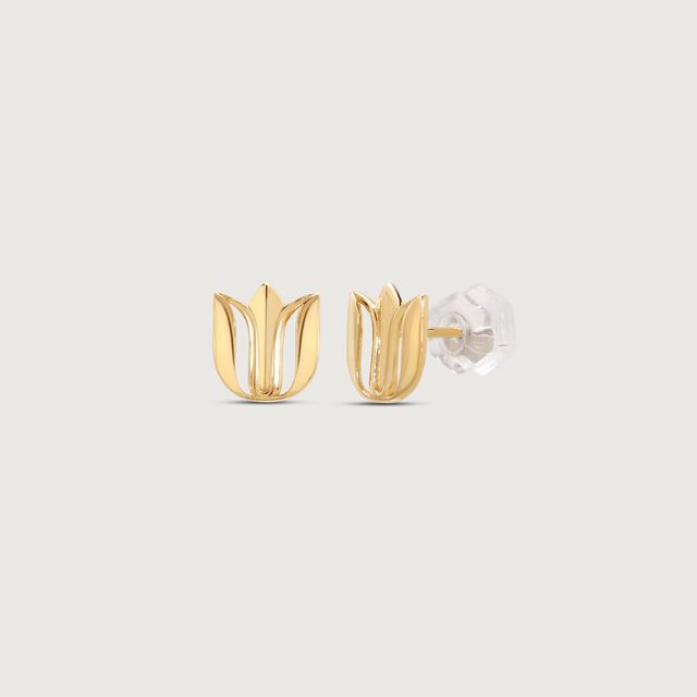 Lotus Aura Gold Stud Earrings,,hi-res image number null