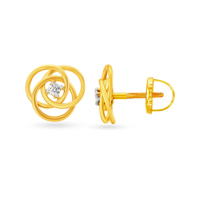 Contemporary Spiral Diamond Stud Earrings,,hi-res view 3