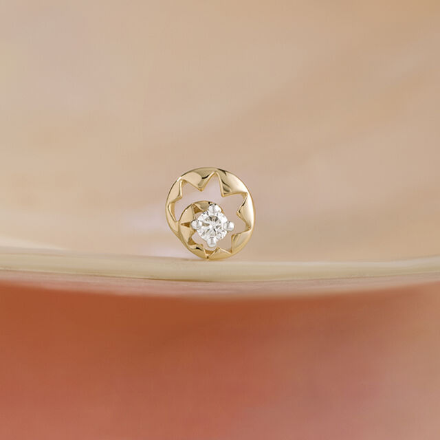 Lippan Tapestry Gold & Diamond Nose Pin,,hi-res image number null