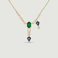 Delicate Luminous Onyx and Topaz Lariat Necklace,,hi-res view 2