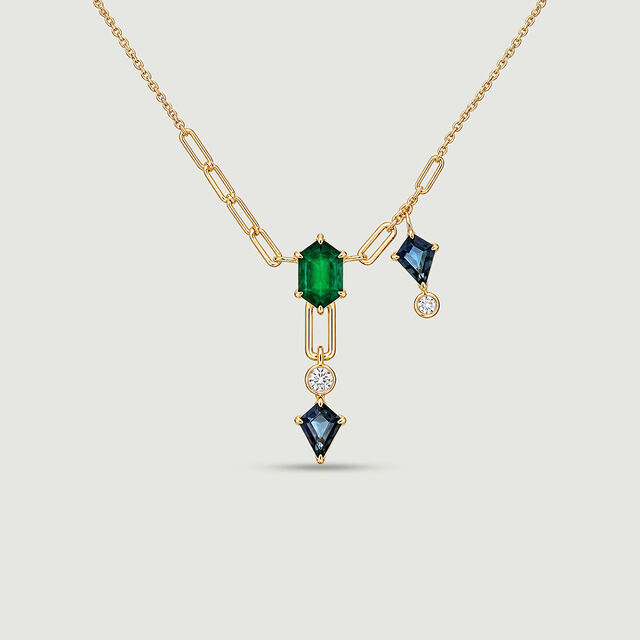 Delicate Luminous Onyx and Topaz Lariat Necklace,,hi-res image number null