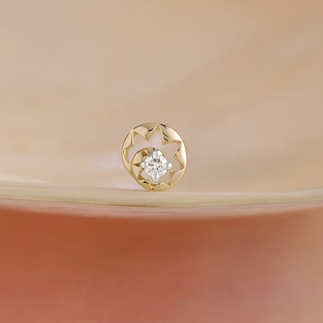 Lippan Tapestry Gold & Diamond Nose Pin,,hi-res image number null