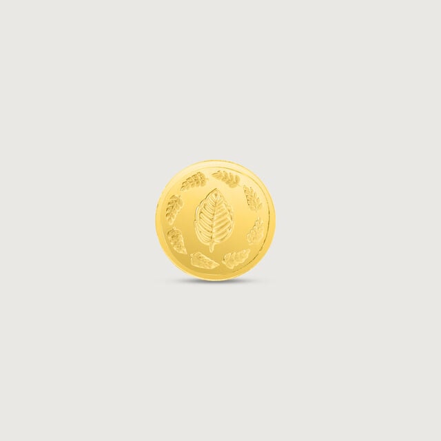 1 gm 24 Karat Tulsi Leaf Gold Coin (9999 Purity),,hi-res image number null