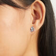 Twinkling Bow Silver Stud Earrings,,hi-res view 2
