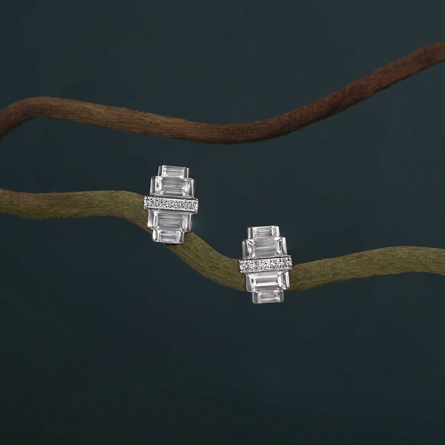 Prism Shine Silver Stud Earrings,,hi-res image number null