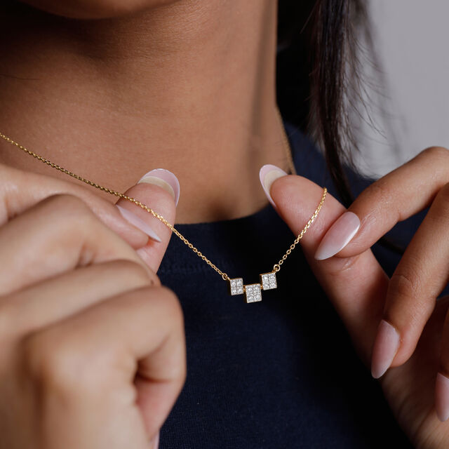 Minimal Geometric Diamond Necklace,,hi-res image number null
