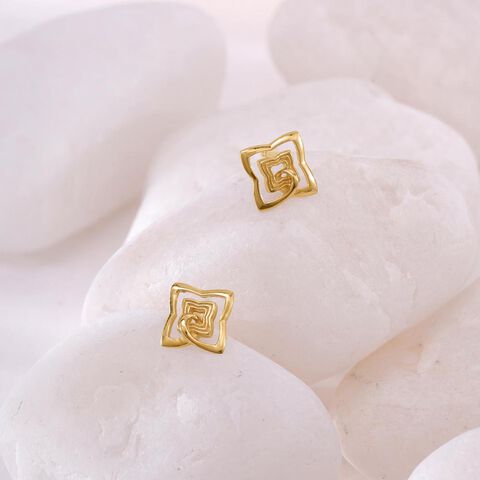 Radiant Bloom Gold Stud Earrings