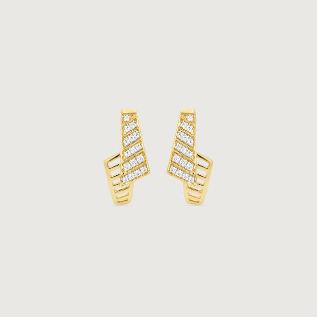 Angular Motion Diamond Hoop Earrings,,hi-res image number null