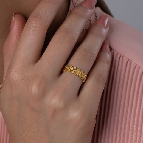 Textured Floral Gold Ring