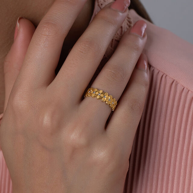 Textured Floral Gold Ring,,hi-res image number null