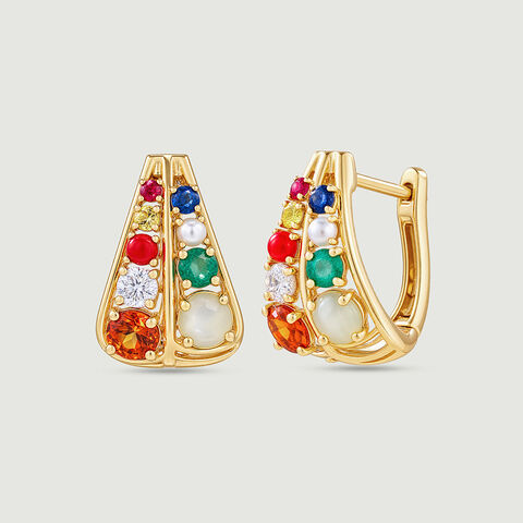 Vibrant Parallel Gold Hoop Earrings