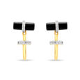 18 KT Yellow Gold Abstract Glam Diamond and Onyx Drop Earrings,,hi-res view 1