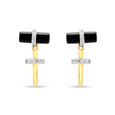 18KT Yellow Gold Abstract Glam Diamond and Onyx Drop Earrings,,hi-res view 1